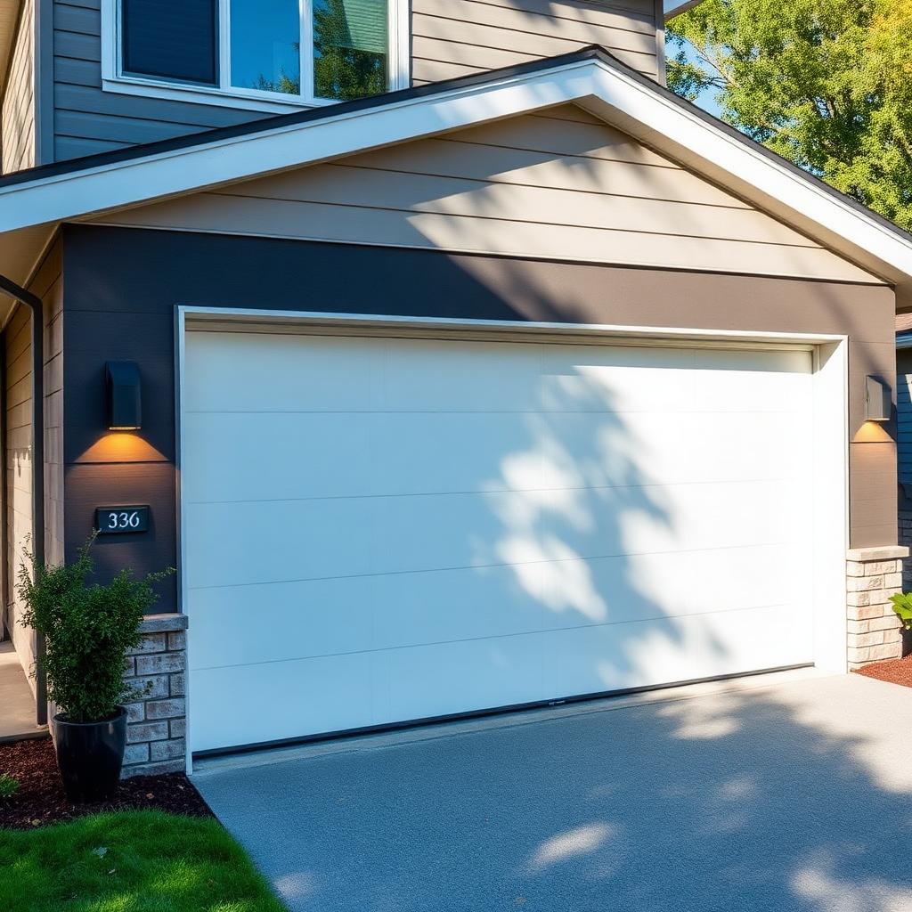 Modern insulated garage door installation on contemporary home